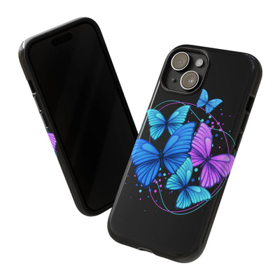 Tough Cases for IPhone 15, Cute butterfly, black case