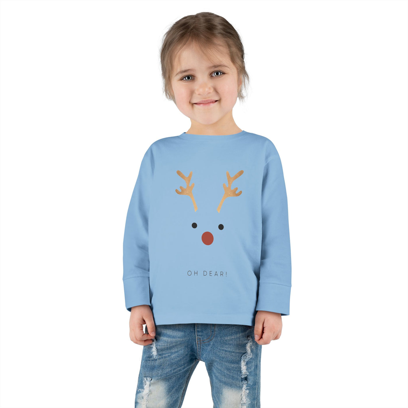 Christmas Toddler Long Sleeve Tee with Reindeer Rudolph Design