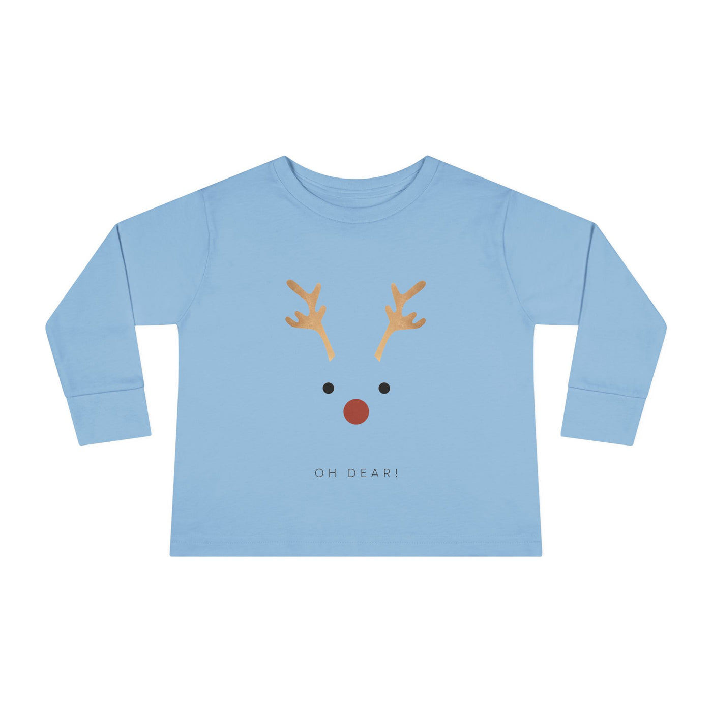 Christmas Toddler Long Sleeve Tee with Reindeer Rudolph Design