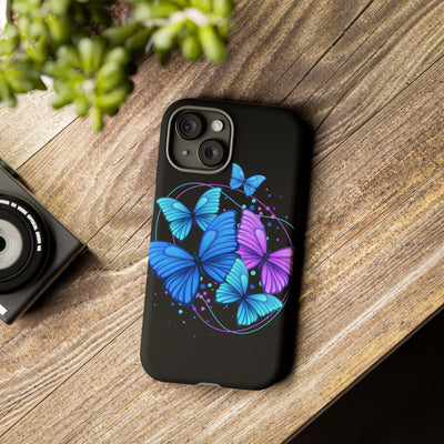 Tough Cases for IPhone 15, Cute butterfly, black case