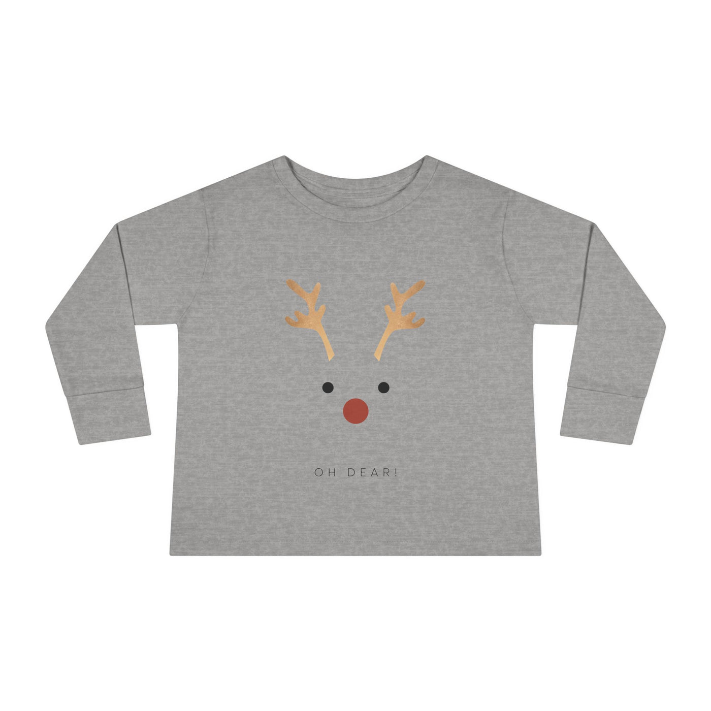 Christmas Toddler Long Sleeve Tee with Reindeer Rudolph Design