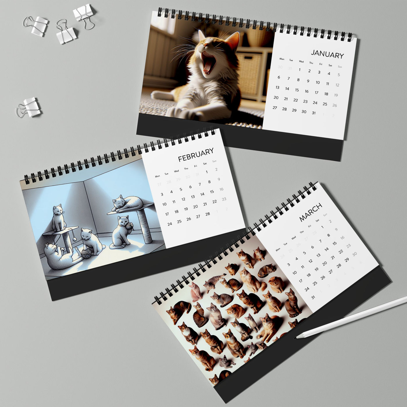 Desk Calendar 2025 Christmas Cats Gift