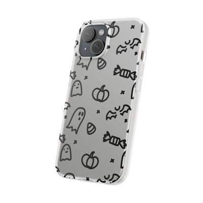 Halloween iPhone 15 Flexi Cases - Geister Kürbis Fledermaus Hülle, Handyhülle, Spooky Phone Case, Fall Accessories, Halloween Decor