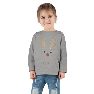 Christmas Toddler Long Sleeve Tee with Reindeer Rudolph Design