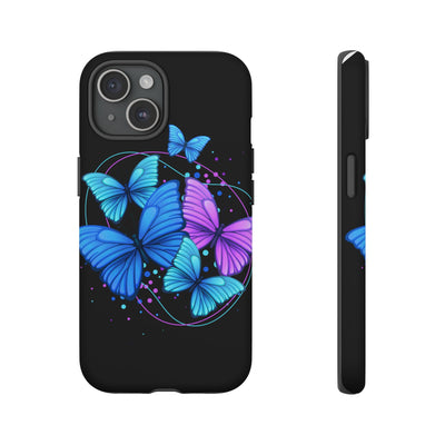 Tough Cases for IPhone 15, Cute butterfly, black case