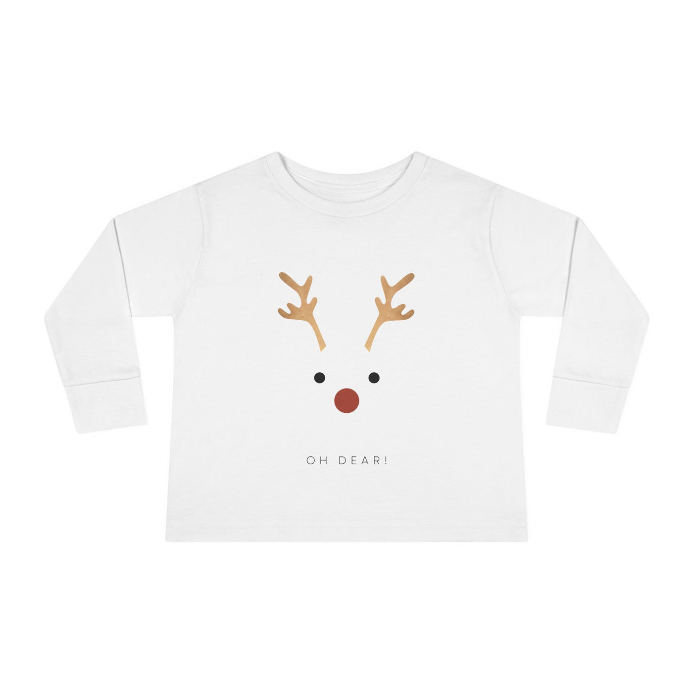 Christmas Toddler Long Sleeve Tee with Reindeer Rudolph Design