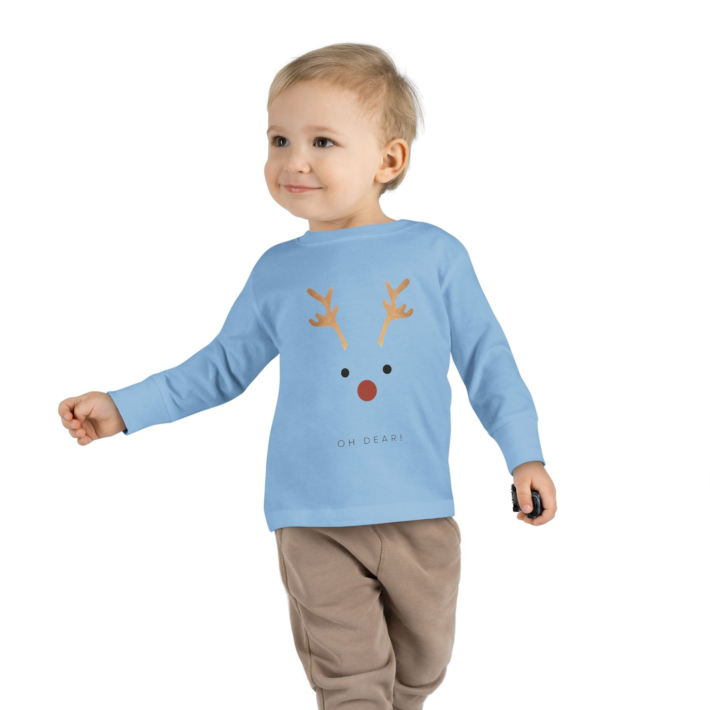 Christmas Toddler Long Sleeve Tee with Reindeer Rudolph Design