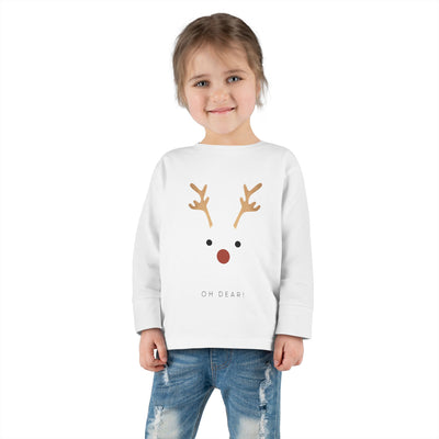 Christmas Toddler Long Sleeve Tee with Reindeer Rudolph Design