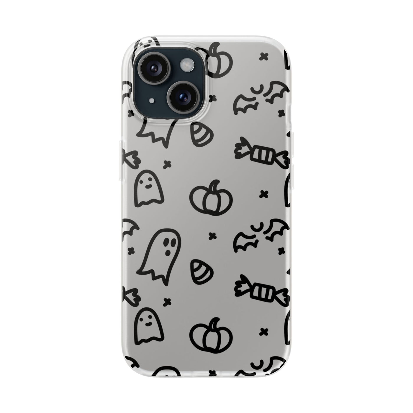 Halloween iPhone 15 Flexi Cases - Geister Kürbis Fledermaus Hülle, Handyhülle, Spooky Phone Case, Fall Accessories, Halloween Decor