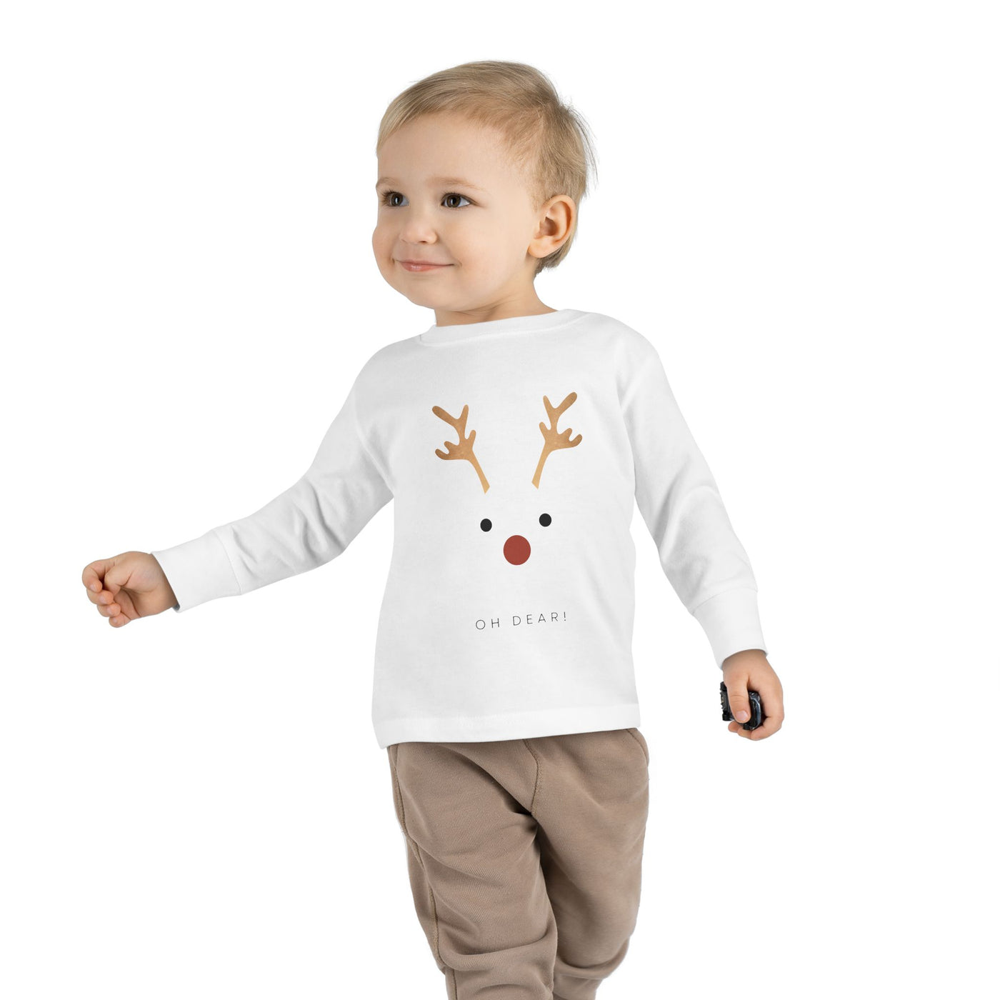 Christmas Toddler Long Sleeve Tee with Reindeer Rudolph Design