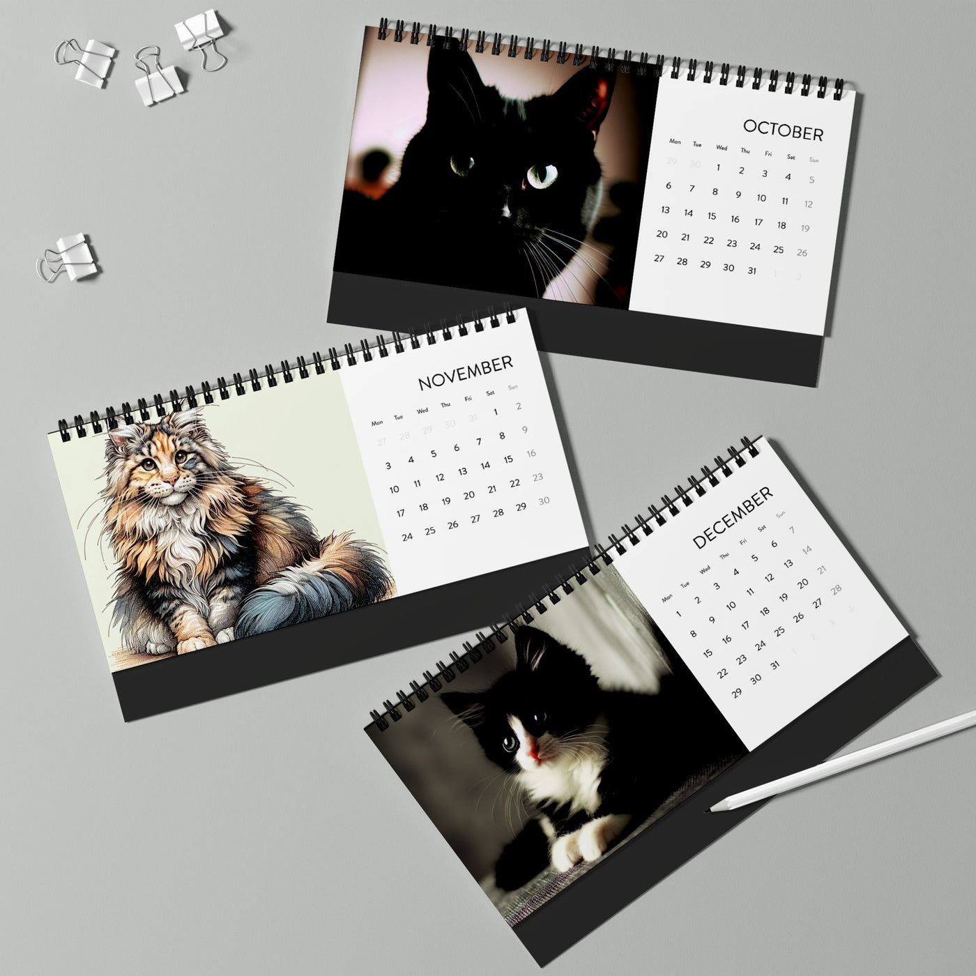 Desk Calendar 2025 Christmas Cats Gift