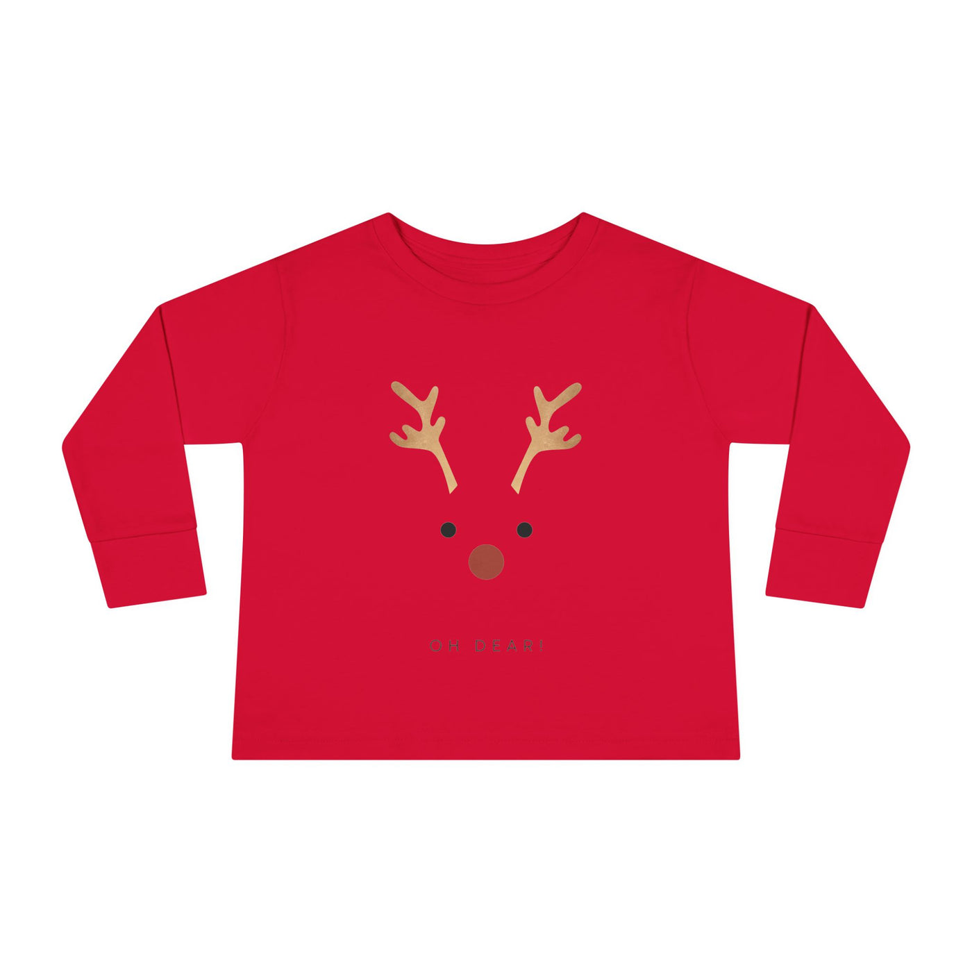 Christmas Toddler Long Sleeve Tee with Reindeer Rudolph Design