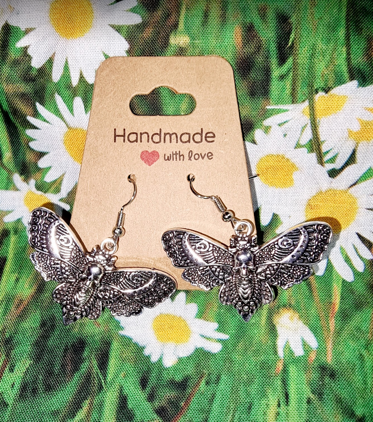 Handmade Elegant Moth Earrings - Unique Insect-Inspired Jewelry - Perfect Statement Accessory”