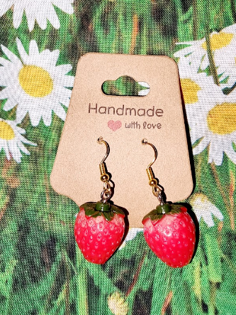 Adorable Handmade Strawberry Earrings Fun Fruit-Inspired Jewelry Perfect Accessory for Any Occasion Earrings with sweet strawberries