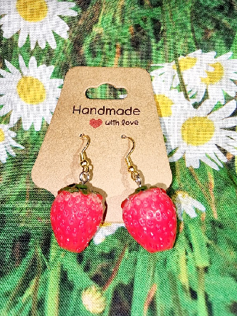 Adorable Handmade Strawberry Earrings Fun Fruit-Inspired Jewelry Perfect Accessory for Any Occasion Earrings with sweet strawberries