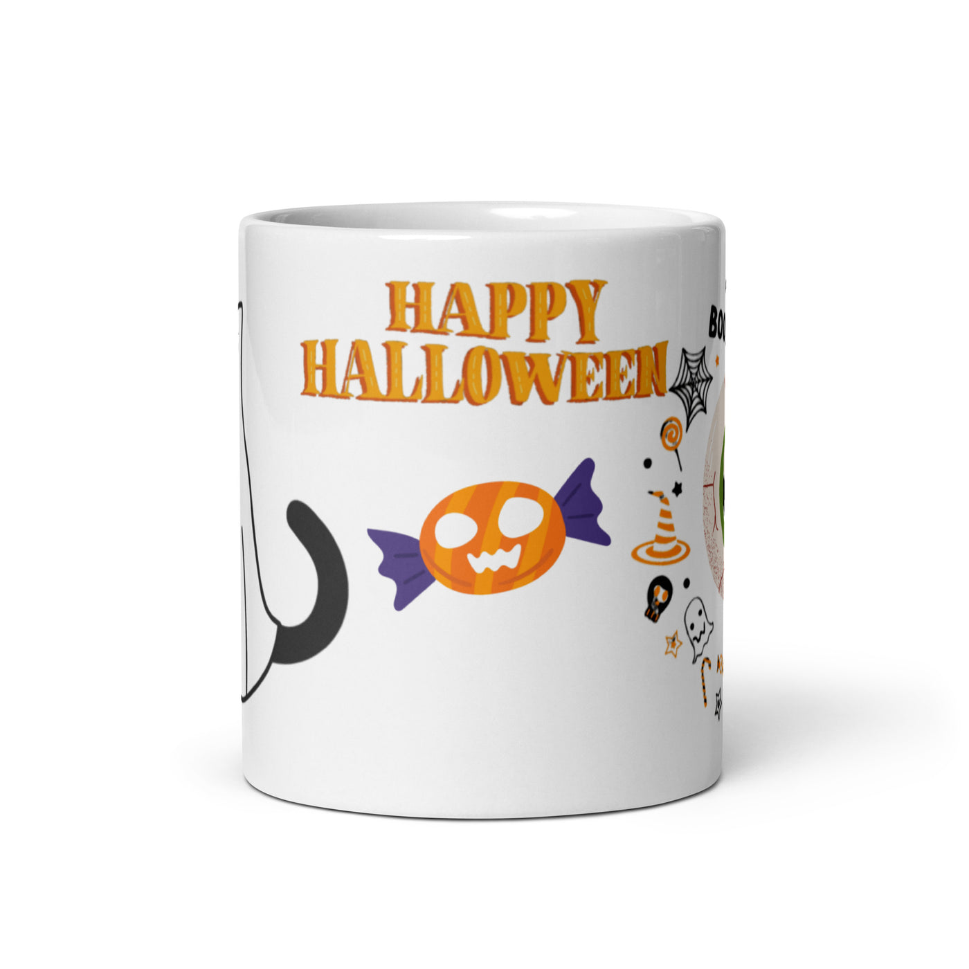 Weiße, glänzende Halloween Tasse